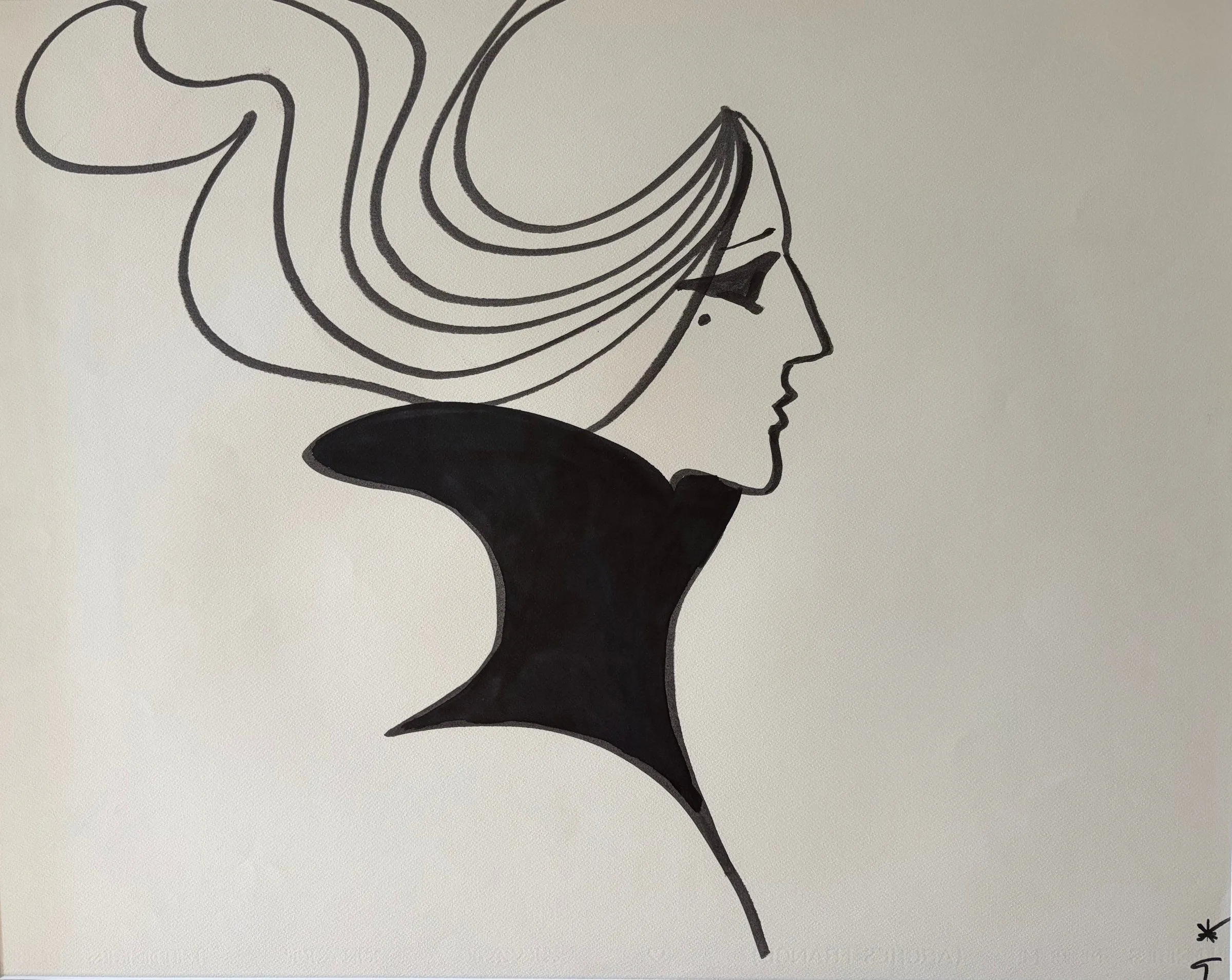 Femme de profil, hommage à Aubrey Beardsley, René Gruau (1909-2004)